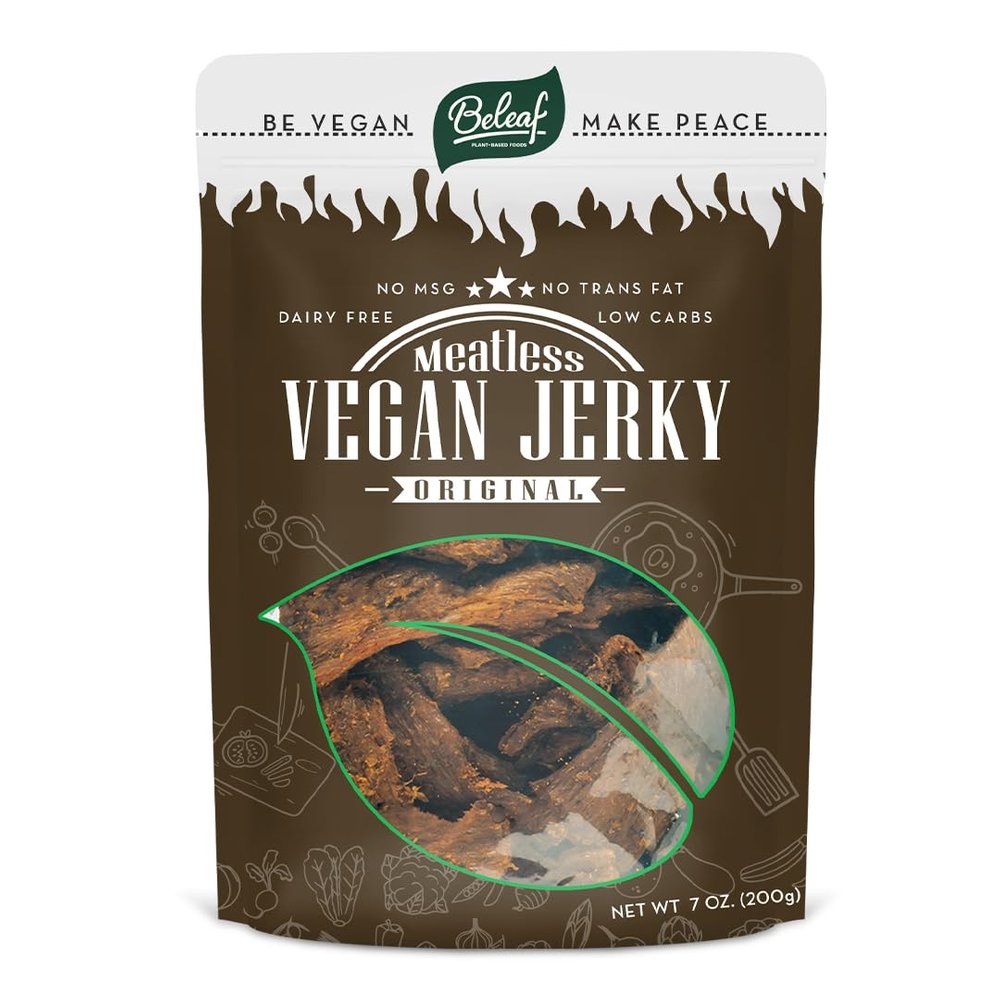 BELEAF Original Plant-Based Jerky | Delicious Meat Substitute | Low Carb, Non-GMO, Dairy Free, Plant Protein | Natural Ingredients | Spicy Healthy Snack 7oz (Original)