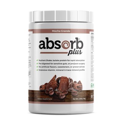 Absorb Plus Isolate Protein - Diet Supplement for Improved Gut Health, Extra Nutritional Support, Non-GMO, Gluten-Free, Lactose-Free, Casein-Free (2.2 Lbs, Mocha Grande)