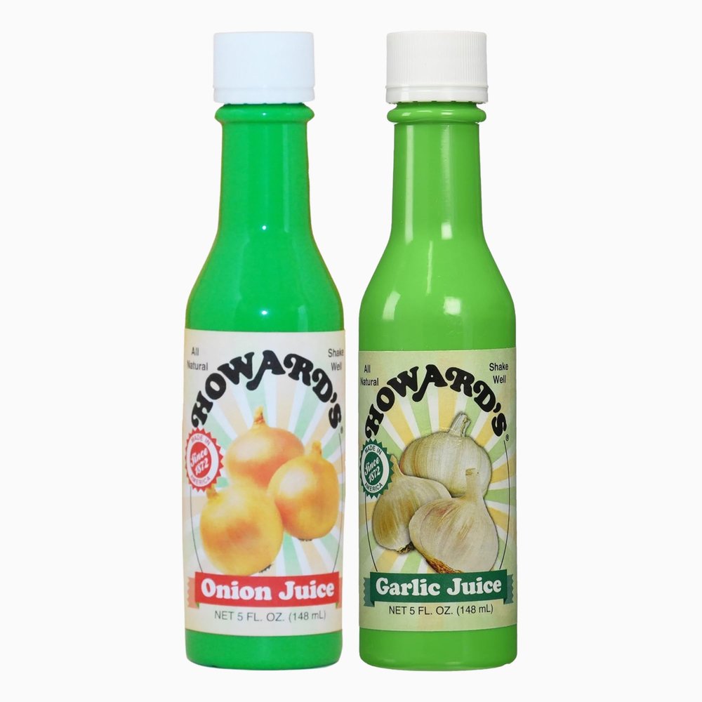 Howards Onion & Garlic Juice Duo Pack, 5 fl oz Each | Pure Liquid Seasoning Set | All-Natural Flavor Enhancers for Cooking, Marinades, Dressings & Sauces | No Artificial Preservatives