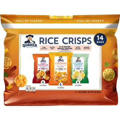 Quaker Gluten Free Rice Crisps, Savory Variety Pack, 0.67 Oz, 14 Ct