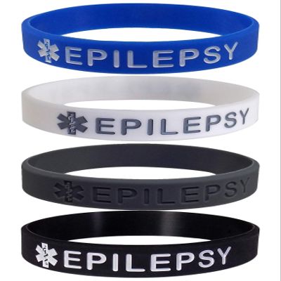 Max Petals - Epilepsy Medical Alert ID Silicone Bracelet Wristbands - 4 Pack - Adult Size