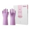 LANON 3 Pairs wahoo Skin-Friendly Cleaning Gloves, Dishwashing Kitchen Gloves with Cotton Flocked Liner, Reusable, Non-Slip, Mauve Mist, Medium view 1