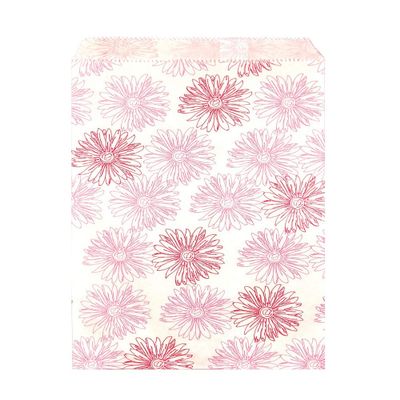 888 Display USA, Inc 200 pcs 8 1/2" x 11" Flower Paper Gift Bags Shopping Sales Tote Bags White with Pink Red Flower Design (8 1/2" x 11")