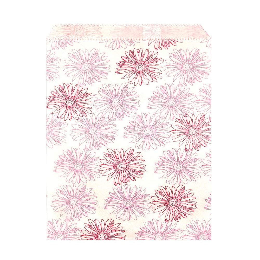 888 Display USA, Inc 200 pcs 8 1/2" x 11" Flower Paper Gift Bags Shopping Sales Tote Bags White with Pink Red Flower Design (8 1/2" x 11")