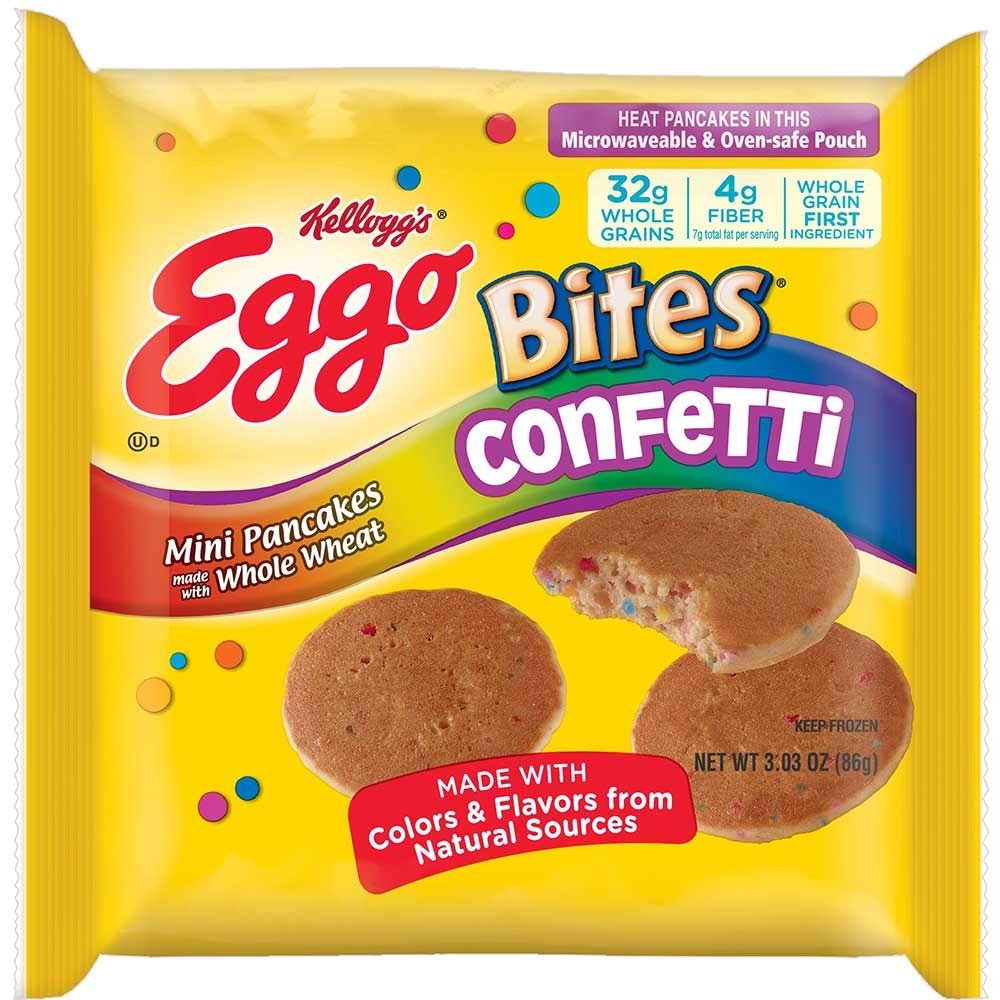 Kelloggs Eggo Bites Mini Pancakes Confetti, 3.03 Ounce - 72 per case.