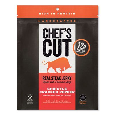 Chefs Cut Chipotle Cracked Pepper Smoked Beef Jerky, 2.5 Ounce -- 8 per case.