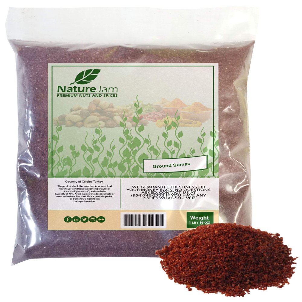 Sumac Spice Seasoning 1 Pound Bulk Bag-Pure 100% Sumac Heat Sealed for Freshness