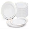 " OCCASIONS " 240 Plates Pack, Heavyweight Disposable Wedding Party Plastic Plates (9'' Luncheon Plate, White & Gold Rim) view 1