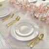 " OCCASIONS " 240 Plates Pack, Heavyweight Disposable Wedding Party Plastic Plates (9'' Luncheon Plate, White & Gold Rim) view 3