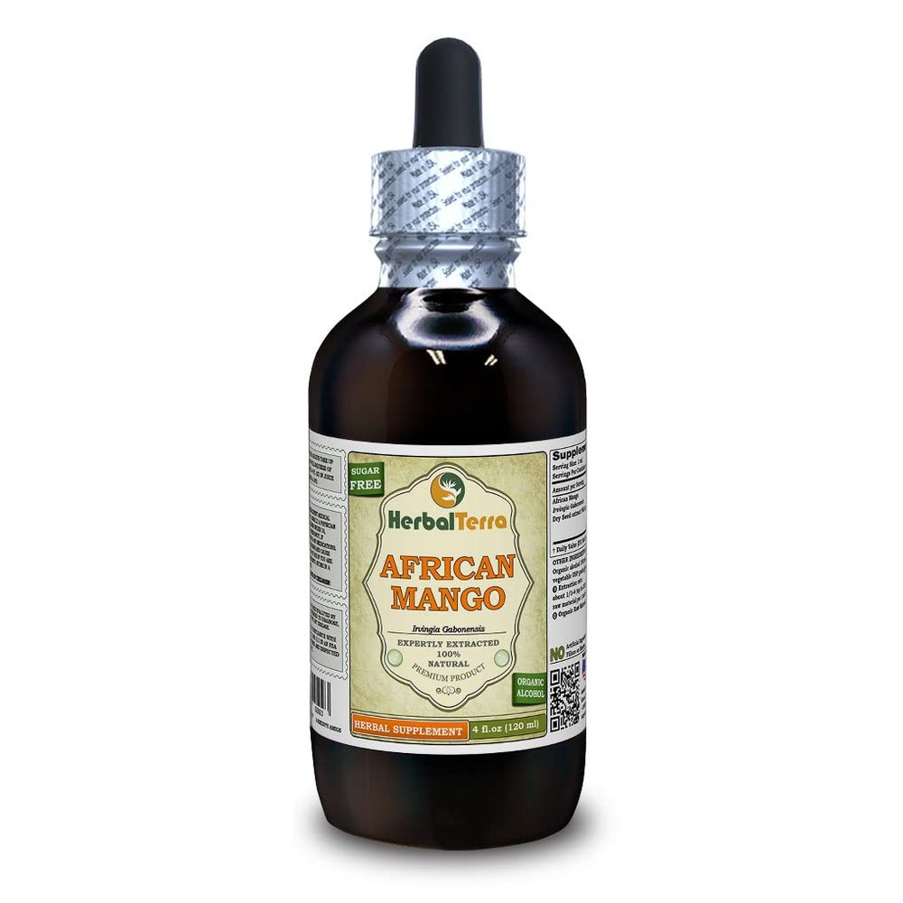 African Mango, Black Myrobalan (Irvingia Gabonensis) Dried Seed Liquid Extract (Brand Name: HerbalTerra, Proudly Made in USA) 4 oz