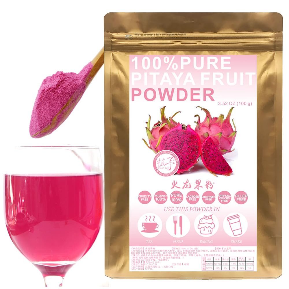 100% Pure Natural Plant Pitaya Powder, Dragon Fruit, Great for Drinks Meal Powder, Delicate 100G