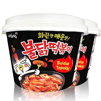 Buldak Tteokbokki 2Pack Korean Rice Cake Instant Korean Snack Tteok Tteokbokki Rice Cake  (Spicy)