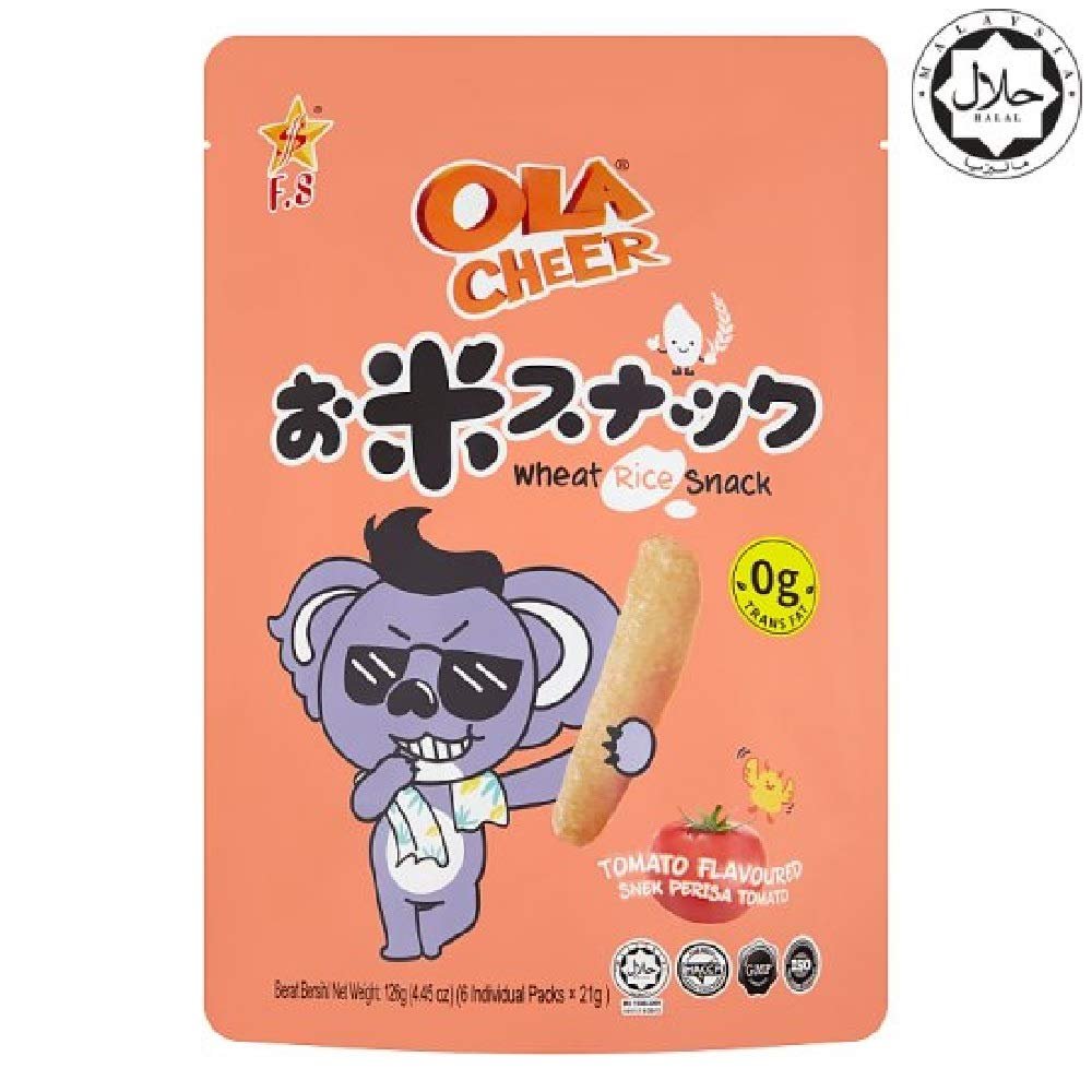 Ola Cheer Wheat Rice Snack 126g (Tomato Flavoured, 9 Pack)