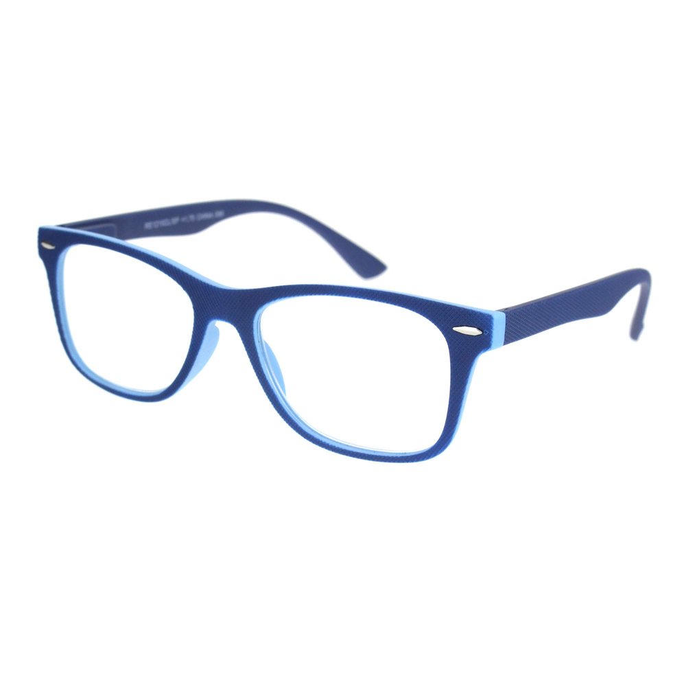 PASTL Clear Lens Reading Glasses Magnified Matted Textured Rectangular Blue +2.5