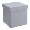 Hodge and Hodge Light Grey Folding Storage Ottoman 38cm Cube with Plush Velvet Fabric Cover Padded Lid Ideal Extra Seat Foot Stool Toy Box Magazine Tidy Home Towel Bedroom Linen Hamper 40L Capacity view 1