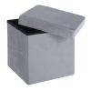 Hodge and Hodge Light Grey Folding Storage Ottoman 38cm Cube with Plush Velvet Fabric Cover Padded Lid Ideal Extra Seat Foot Stool Toy Box Magazine Tidy Home Towel Bedroom Linen Hamper 40L Capacity view 3