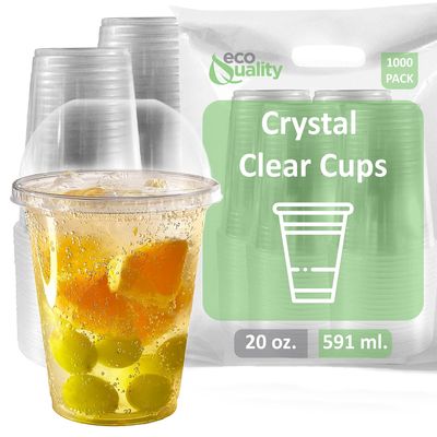 20 oz Cups, 1000 Pack | Iced Coffee Go Cups and Dome Lids | Cold Smoothie | Plastic Cups with Dome Lids | Clear Plastic Disposable Pet Cup | Ideal for Coffee, Parfait, Juice, Soda, Cocktail,Party Cups