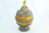 Rajasthan Gems Old Tibetan Silver on Processed Amber Stone Urn Turquoise & Orange Stones view 3