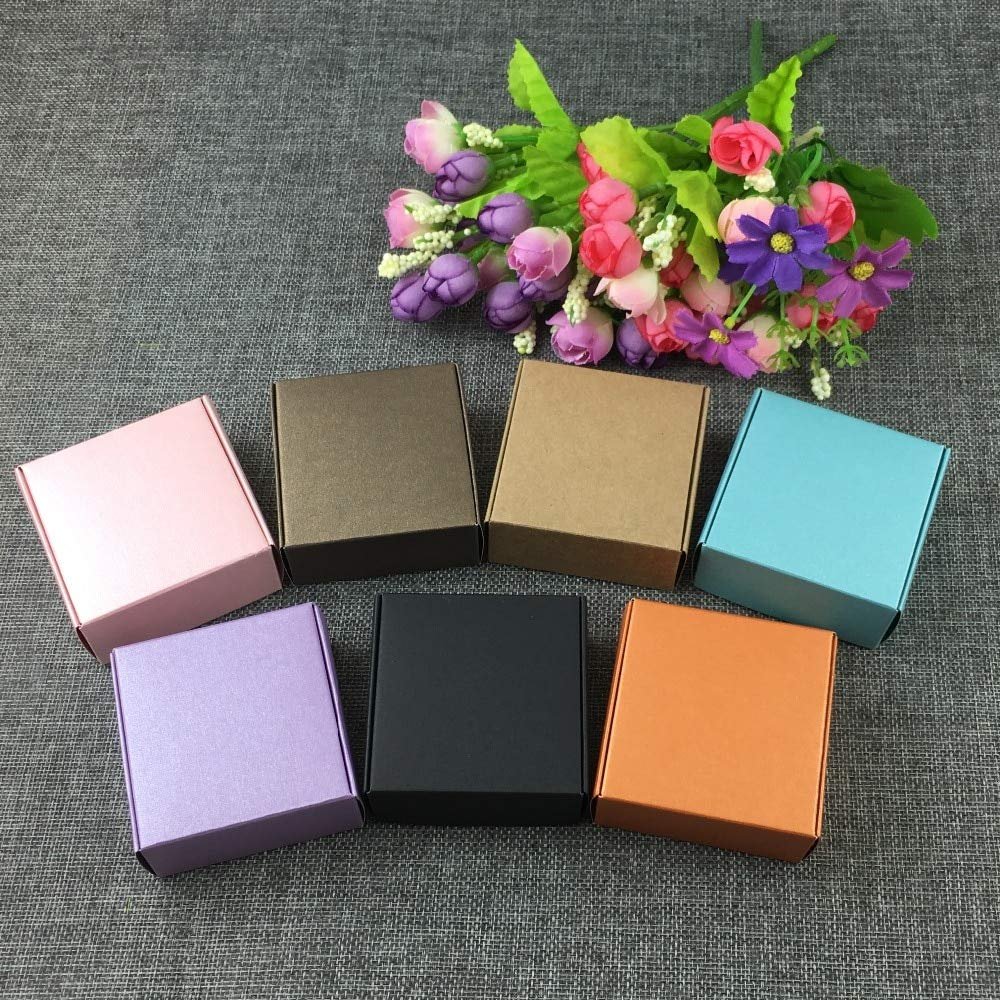 ShineBear 50pcs/lot Kraft Paper Box Packaging Rectangle Gift Paper soap Box Packaging Kraft Gift Cardboard Box - (Color: Blue)