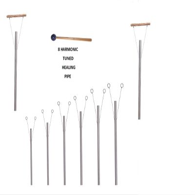 OM Industries 8 Harmonic Healing Tuned Pipes Louder Than Tuning Fork with Mallet and Hand Stand