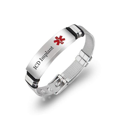 Murinsar Free Custom Engraving Women Men's Stainless Steel Medical Alert Disease Awareness Bracelet Adjustable Emergency ID Bangle for Adults,Kids