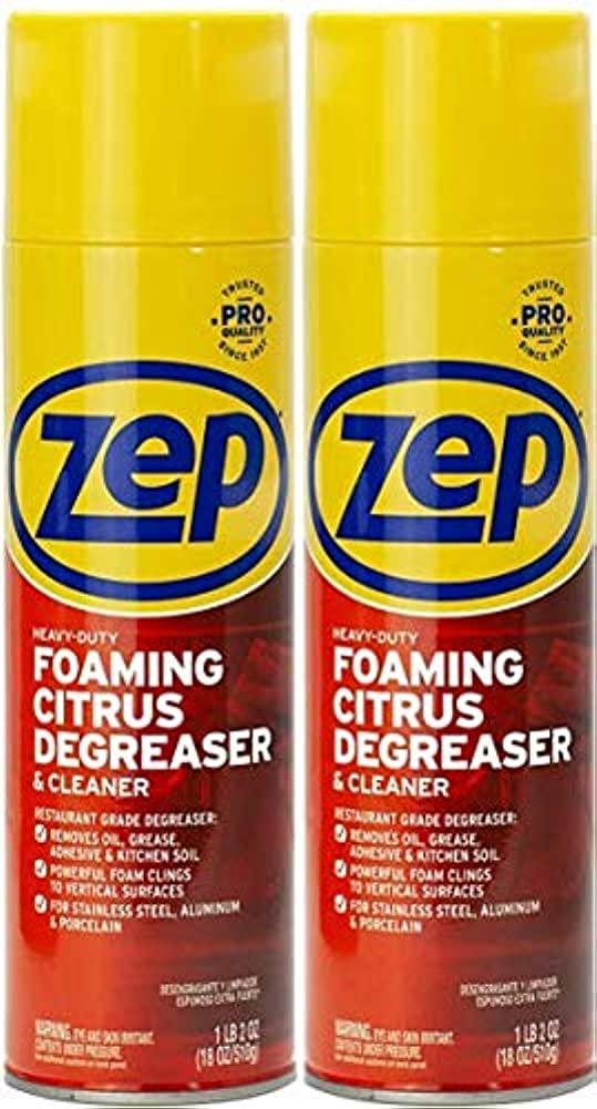 Zep Heavy-Duty Foaming Degreaser ZUHFD18-18 oz (Case of 2) ZUHFD18 - Clings to Surfaces to Remove Grease and Grime