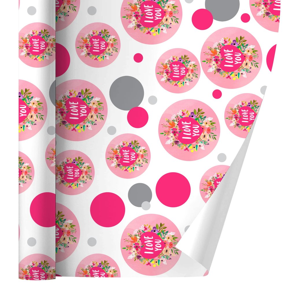 GRAPHICS & MORE I Love You Flower Heart Wreath Gift Wrap Wrapping Paper Roll