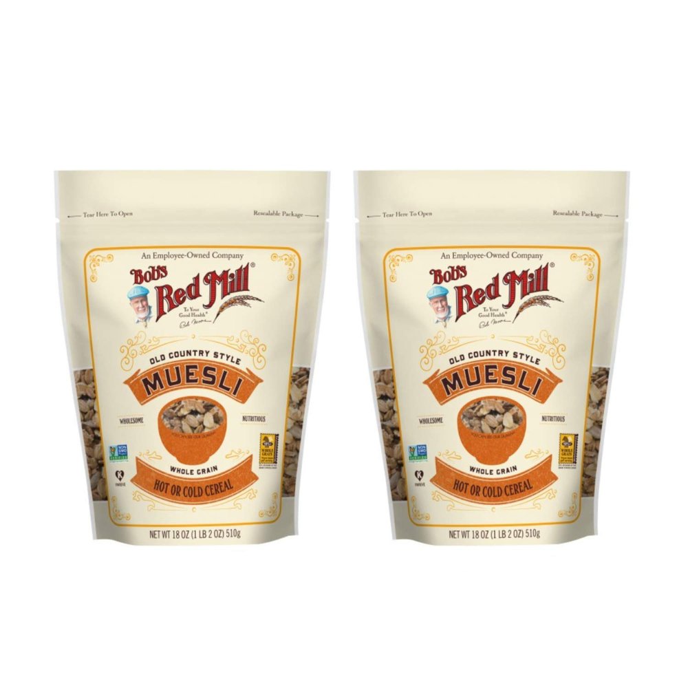 Bob's Red Mill Old Country Style Muesli 18 oz (Two Pack) - Whole Grain Hot or Cold Breakfast Cereal - 2 Pack Muesli (18 oz bags, 36 oz total)
