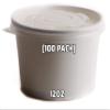 [100 Count] 12 oz Disposable White Paper Soup Containers with Plastic Lids - Half Pint Ice Cream Containers, Frozen Yogurt Cups, Restaurant, Microwavable, Take Out, to Go Deli Containers, Recyclable view 1