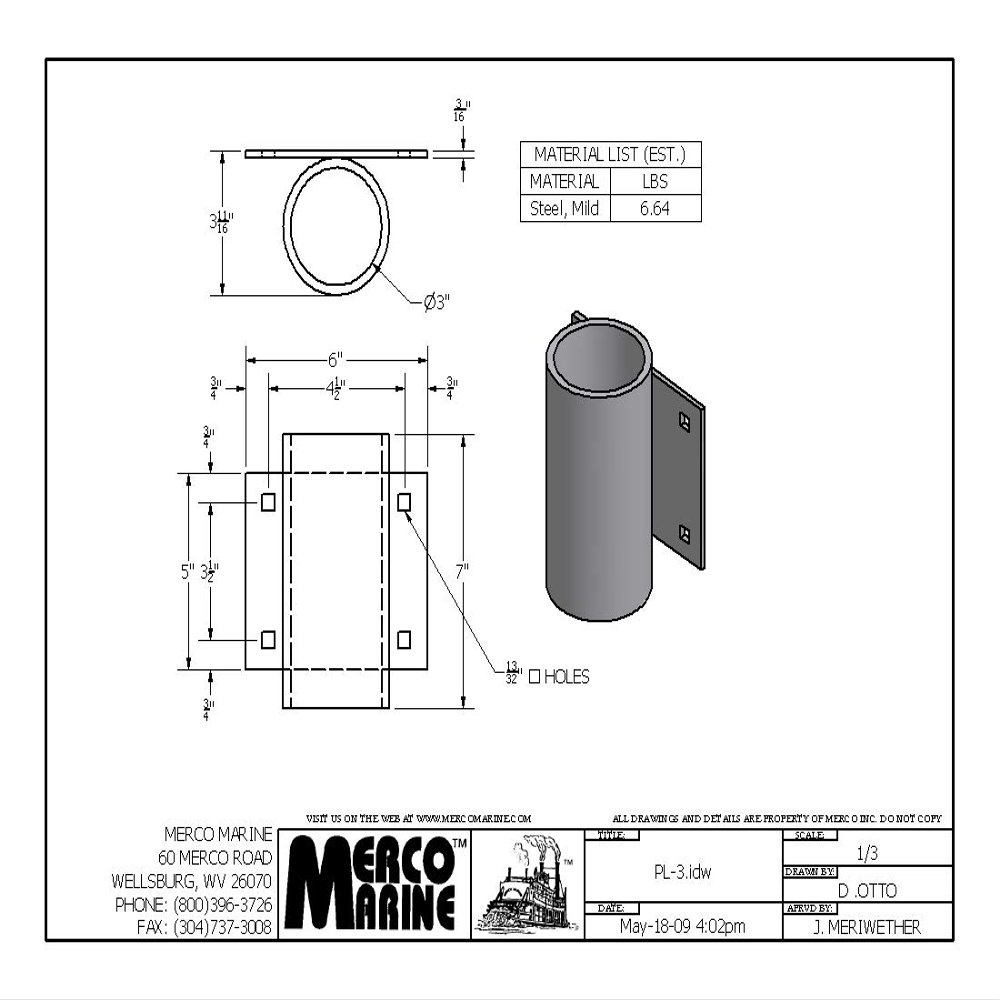 Lightweight 3" Pipe Holder