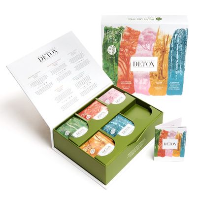 Palais des Ths - Organic Detox Tea Gift Set - Assortment of Rooibos, Herbal, Black, and Green Teas - Selection of Premium Tea Bags, Serves 30 Cups