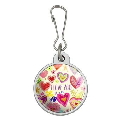 I Love You Valentine's Day Hearts Jacket Handbag Purse Luggage Backpack Zipper Pull Charm