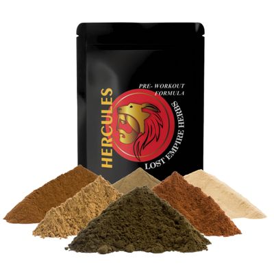Lost Empire Herbs Hercules Pre Workout Herbal Supplement from No Additives Just Cistanche, Rhodiola, Cordyceps, Shilajit, Polyrhachis Ant & Maral Root to Boost Performance (Powder 100g)
