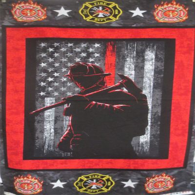 PDTXCLS Fire Fighters Red Cotton Panel 24 X 44 Inches