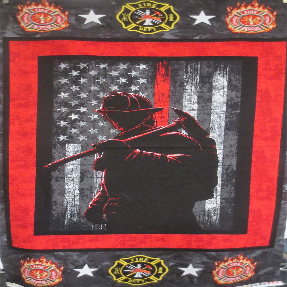 PDTXCLS Fire Fighters Red Cotton Panel 24 X 44 Inches