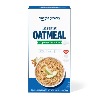 Amazon Grocery, Apple & Cinnamon Instant Oatmeal, 1.23 Oz, 20 Ct (Previously Happy Belly, Packaging May Vary)