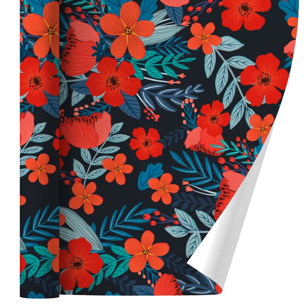 GRAPHICS & MORE Cecilie Flowers Pattern Gift Wrap Wrapping Paper Rolls