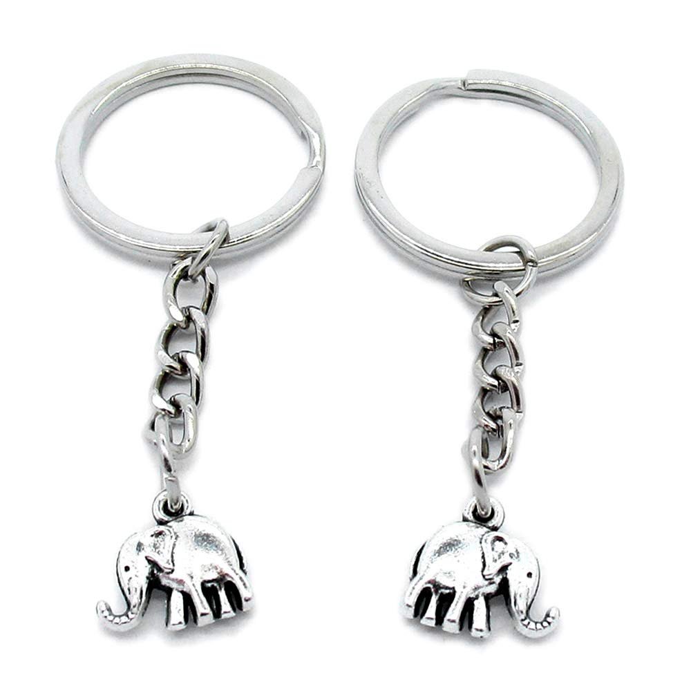 5 PCS Antique Silver Keyrings Keychains Key Ring Chains Tags Clasps AA461 Elephant