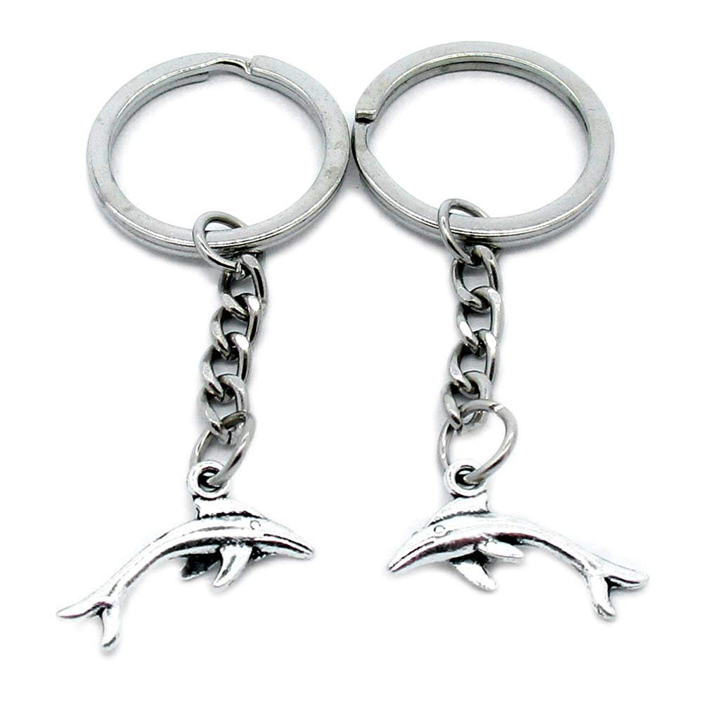 5 PCS Antique Silver Keyrings Keychains Key Ring Chains Tags Clasps AA461 Dolphin