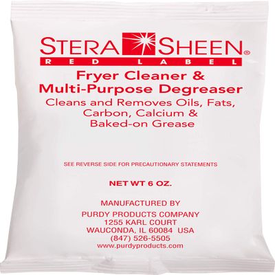 Stera Sheen Fryer Cleaner, 24 x 6 oz. Pkts, Stera Red Label Food Grade Fryer Cleaning Powder, Fryer Boil Out, Easy Use Portion Packets