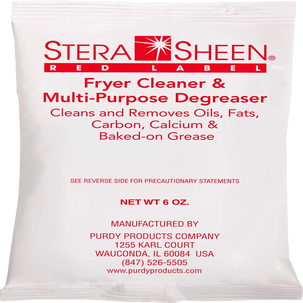Stera Sheen Fryer Cleaner, 24 x 6 oz. Pkts, Stera Red Label Food Grade Fryer Cleaning Powder, Fryer Boil Out, Easy Use Portion Packets