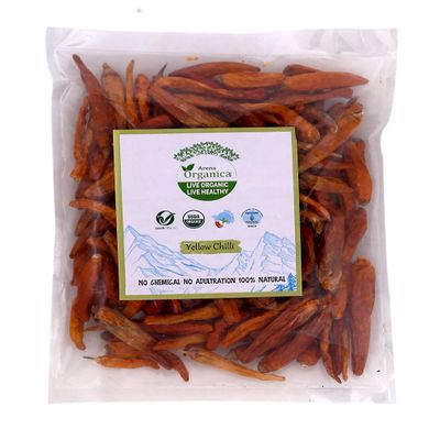 Arena Organica Organic Yellow Chilli Whole Pack of 4 Each 100gm (3.52 OZ)