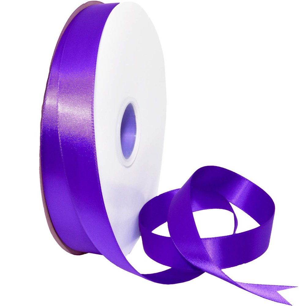 Morex Ribbon 08822/00-470 Double Face Satin Ribbon 7/8" X 100 YD Regal Purple Ribbon for Gift Wrapping, Birthday Gift Cards, Satin Dress for Women, Silk Ribbons for Crafts, Wedding Gifts for Couple