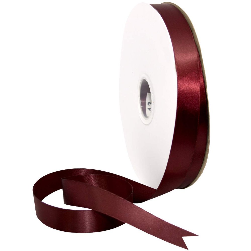 Morex Ribbon 08822/00-277 Double Face Satin Ribbon 7/8" X 100 YD Burgundy Ribbon for Gift Wrapping, Birthday Gift Cards, Satin Dress for Women, Silk Ribbons for Crafts, Wedding Gifts for Couple