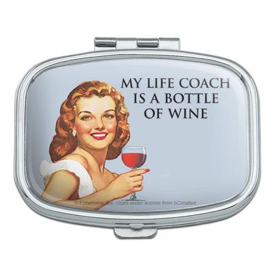 My Life Coach is a Bottle of Wine Funny Humor Rectangle Pill Case Trinket Gift Box