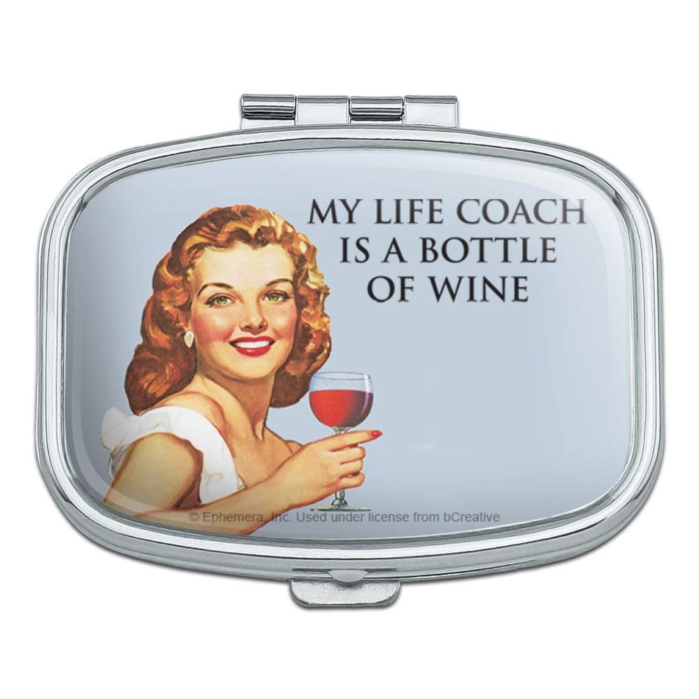 My Life Coach is a Bottle of Wine Funny Humor Rectangle Pill Case Trinket Gift Box