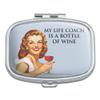 My Life Coach is a Bottle of Wine Funny Humor Rectangle Pill Case Trinket Gift Box view 1