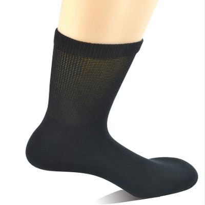 Yomandamor Men's 4 Pairs Cotton Seamless Diabetic Crew Socks with Non-binding Top