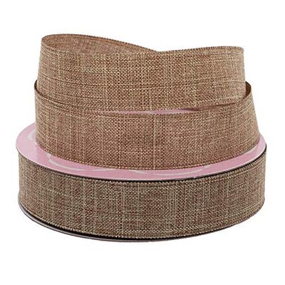 5/8" X 25 Yards Toffee Faux Linen Ribbon
