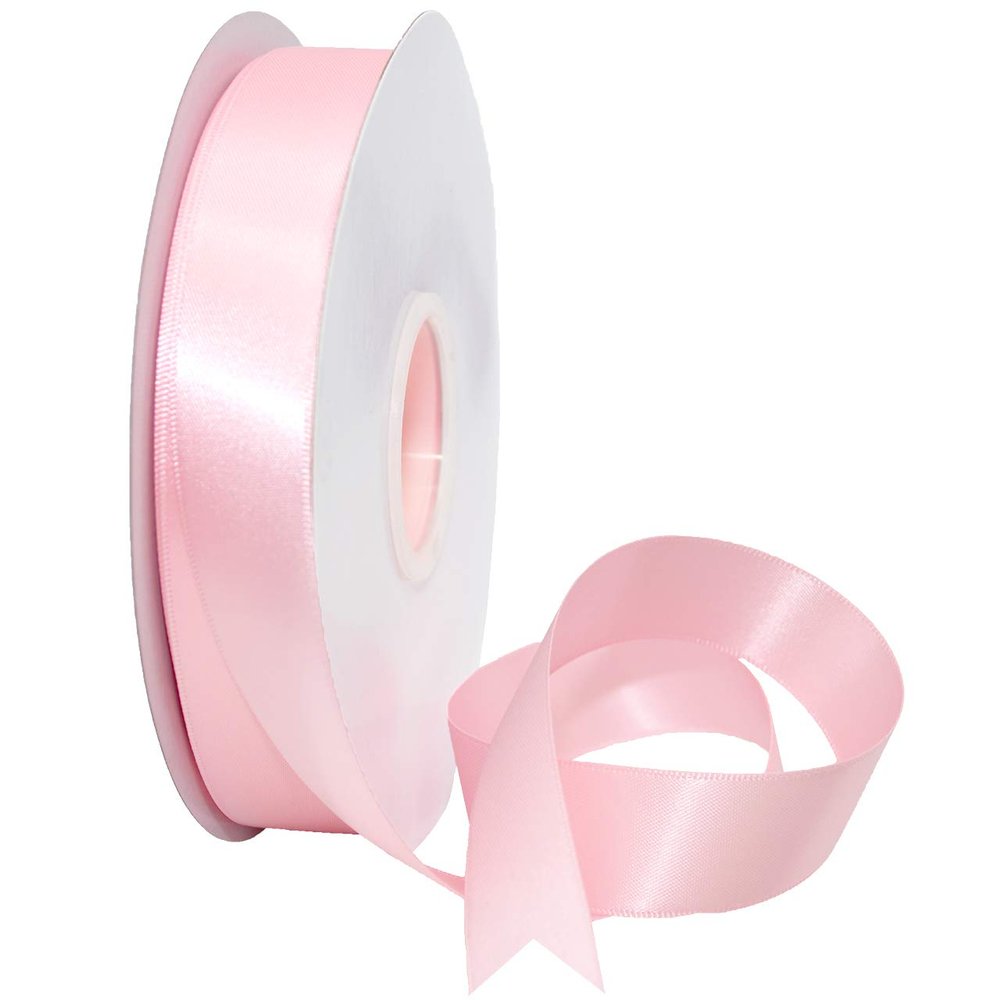 Morex Ribbon Double Face Satin Ribbon 7/8" X 50 YD Light Pink Ribbon for Gift Wrapping, Birthday Gift Cards, Satin Dress for Women, Silk Ribbons for Crafts, Wedding Gifts for Couple